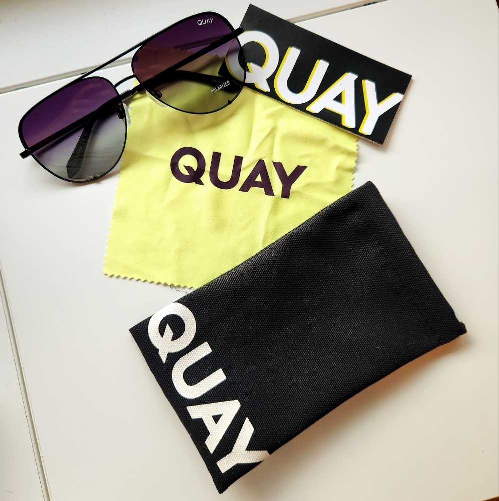 Quay Australia High Key Aviator Sunglasses - Black Polarized